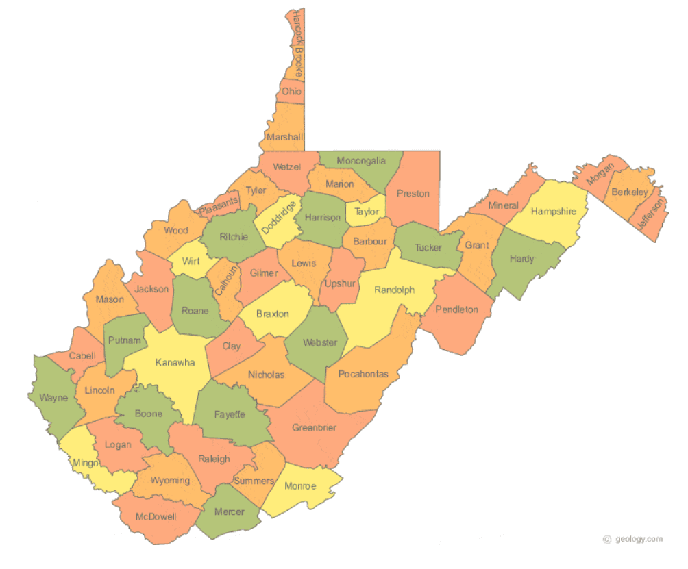 West Virginia state outline